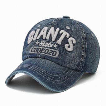 GEMVIE Vintage Cowboy Cotton Baseball Cap Letters Embroidered Sun Hat Adjustable Baseball Caps (Dark Blue) - intl