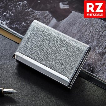RZ Business Name Card Holder Luxury PU Leather & Stainless Steel Multi Card Case,Business Name Card Holder Wallet Credit card ID Case / Holder For Men & Women(Silver). - intl