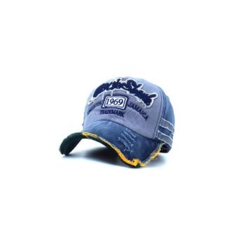 Korea 1969 letters embroidery printing outdoor sports sunshade peaked baseball cap blue - intl