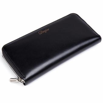 DANJUE Men Clutch Wallets Genuine Leather Long Business Purse for Male High Quality Card Phone Bag Holder (Black) - intl