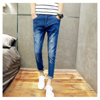 QQ Men's casual jeans Light blue - intl