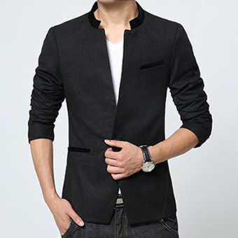 Jaket Kulit - Blazer Pria Slim Fit Style Design - Hitam