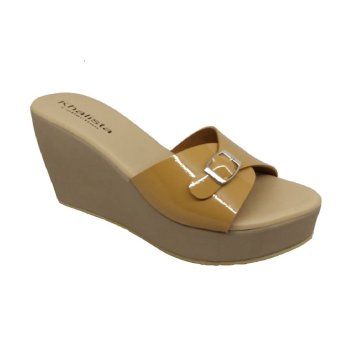 Khalista Collections - Wedges Women Viro Strap Synthetic Leather - Tan