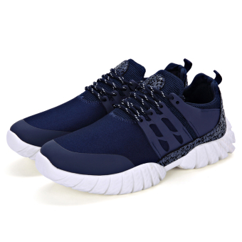 Korean Men Breathable Sports Shoes Casual Running Shoes(Blue) - Intl