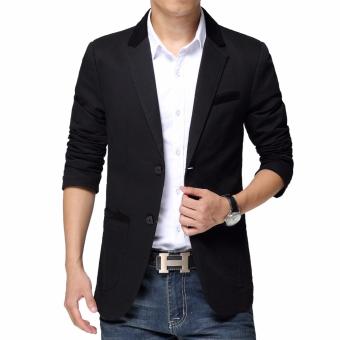 Gallery Fashion - Blazer semi formal pria ( black / hitam ) notch lapel - 111