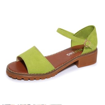 LCFU764 Summer Women Sandals High Heel Ankle Strap Open Toe Sandals Shoes(green) (EXPORT)