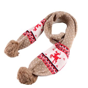 EOZY Unisex Knitted Scarf Lovely Christmas Deer Printed Scarves For Boys And Girls Xmas Gift (Khaki)