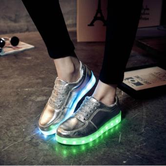 QQ Colorful light shoes shoes mvfpmhxbbb fluorescent Korean tide Silver - intl