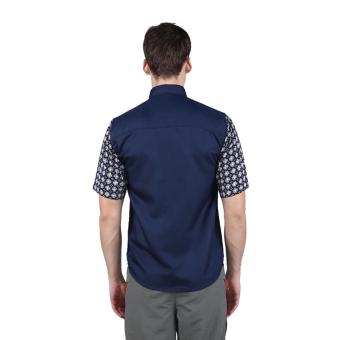 EN-ZY Batik Cap Short Sleeve Shirt - Navy