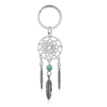 4ever 2pcs Green Beads Dreamcatcher Feather Wind Chimes Vintage Keychain - intl