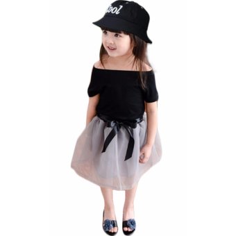 Kids Girls Boys Cotton Embroidered Sun Bucket Hat Beach Hip Hop Dancing Cap Snapback, Black - intl