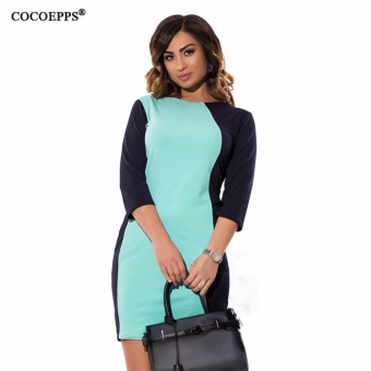 COCOEPPS L-5XL Plus Size Patchwork dresses 2017 Summer Autumn Elegant Casual Women dress big sizes o-neck office bodycon dress - intl