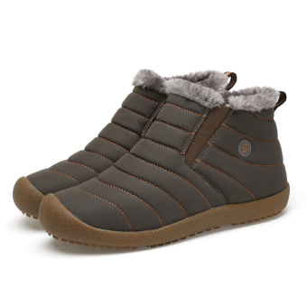 Men's Snow Boots Warm Plush Furry Booties Winter Boots Snow Shoes (Khaki) - intl