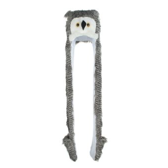 GEMVIE Unisex Winter Warm Hat Cute Owl Design Plush Hat Ear Hand Protection Cap For Boys Girls (Grey) - intl