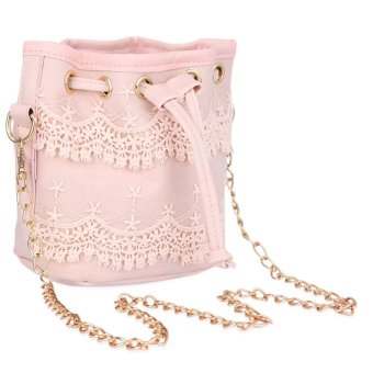 S&L Guapabien Chic Pure Color Diagonal Chain Strap Drawstring Design Shoulder Bag for Ladies (Color:Pink) - intl