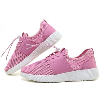 Man Mesh Loafers Slip Ons 2017Summer Flat Outdoor Couple Shoes For Lovers New Breathable Mesh Solid Unisex Shoes Slip On Casual Men Shoes(pink) - intl