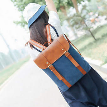 QQ Casual belt Canvas Backpack Blue - intl