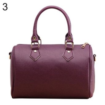 Broadfashion Women's Faux Leather Zipper Shoulderbag Shoulder Messenger Handbag Bucket Bag (Purple) - intl