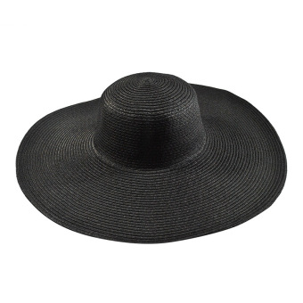 Summer Women's Foldable Wide Large Brim Beach Sun Hat Straw Beach Cap For Ladies Elegant Hats Girls Vacation Tour Hat(black) - Intl
