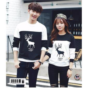 Couple Cs Store - Sweater Couple Rusa Hitam Putih