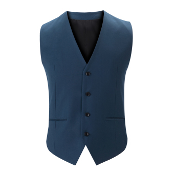 EOZY Trendy Men's Business Slim Fit Skinny Sleeveless V-neck Vest Waistcoat (Blue)