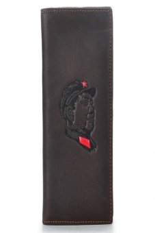 Chairman Mao Pattern Cow Leather 2-Fold Long Wallet