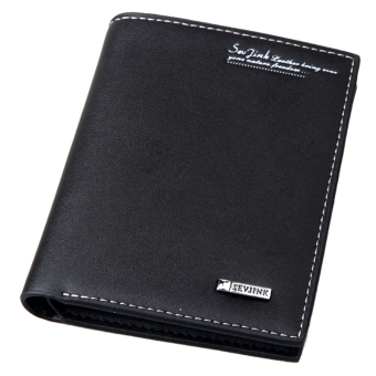 Fashion Men Casual Wallet Long / Short men wallet PU Leather Wallet (Black1) - intl