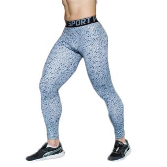 2017 New Camo Pants Camouflage Men Compression Tights Lycra Skinny Leggings G-ym Clothing Pants Fitness Jogger XL(Light blue) - intl