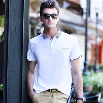 New men's polo shirt high quality summer brand solid polo shirt Casual Cotton Men Polo for men camisa polo brand clothing (White) - intl