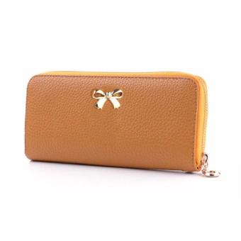 New Arrived 2016 female Long Leather Wallets Fashion 3 fold KoreanBowknot Brand Design Casual Ladys Purse Womens Clutch - intl