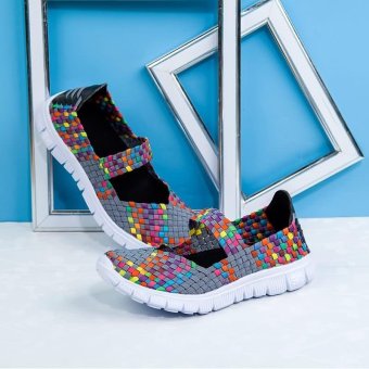 2017 Fashion Summer Women's Sandals Casual Sport Mesh Breathable Shoes Women Ladies Wedges Sandals,Grey - intl