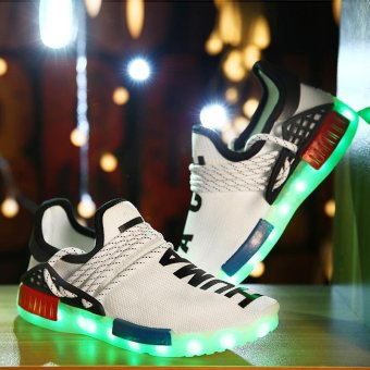 CYOU 7 Colors LED Luminous Sneakers Women USB Charging Light Colorful Glowing Leisure Flashing Shoes Sport Shoes (White) - intl