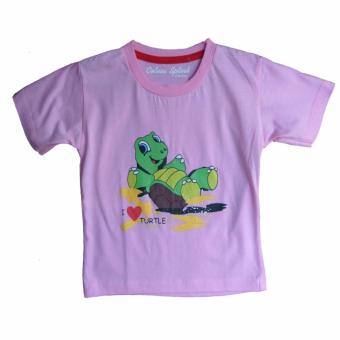 Toylogy Baju Kaos Anak Sablon Kura-kura ( I Love Turtle Shirt ) - Pink