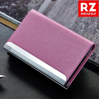 RZ Business Name Card Holder Luxury PU Leather & Stainless Steel Multi Card Case,Business Name Card Holder Wallet Credit card ID Case / Holder For Men & Women(Pink). - intl