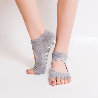 4ever 3 pairs/set Women Yoga 5 Toe No-Slip Cotton Socks Half Toe Ankle Grip Five Finger (Grey) - Intl
