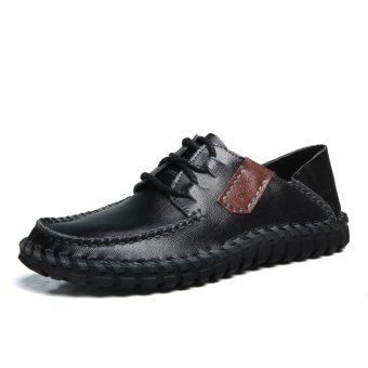 ZHAIZUBULUO Men's Casual Leather Flats Shoes BXT-9916 Black - intl