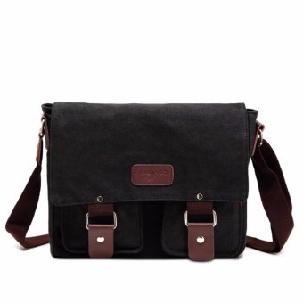 AUGUR Canvas Retro Multi Pocket Student Crossbody Bags Shoulder bag（black） - intl