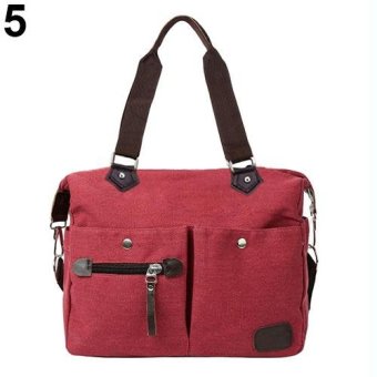 Broadfashion Women Casual Canvas Zipper Shopping Travel Crossbody Bag Shoulder Bag Handbag (Watermelon Red) - intl