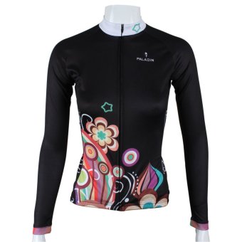 Women's Bicycle Cycling Jersey Sport Top Long Sleeves Shirt Black - INTL