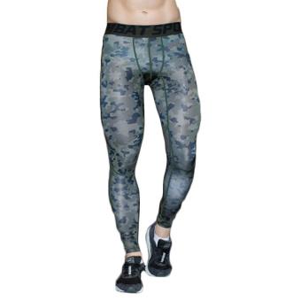 2017 New Camo Pants Camouflage Men Compression Tights Lycra Skinny Leggings G-ym Clothing Pants Fitness Jogger M (Army green) - intl