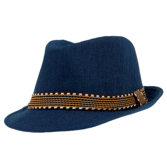 EOZY Children's Summer Sun Hat Wide Brim Fedora Jazz Hat For Boys And Girls (Blue) - Intl