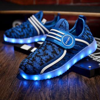 LED Shoes Light Up Children Kids Boys Girls Sports Trainers Luminous Sneakers Blue - intl