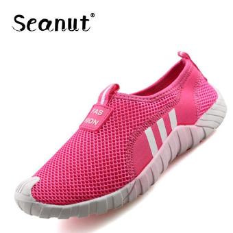 Seanut Fashion Mesh Shoes Fashion Lady Loafers Mesh Breathable Shoes Slip On Flat Shoes (Red) - intl