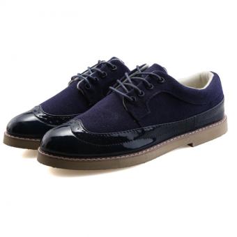 AD NK FASHION Men's Fashion Bullock Wingtip Leather Dress Formal Shoes BOSS Selection(Blue)JC299 - Intl