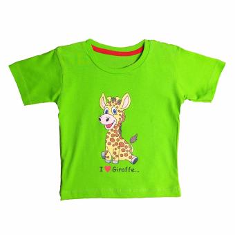 Toylogy Baju Kaos Anak Sablon Jerapah ( I Love Giraffe Shirt ) - Green