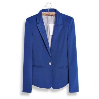 Nicture New Womens Blazer Long Sleeve One Button Candy Color Outwear Casual Jacket Suit Coat (Navy Blue)