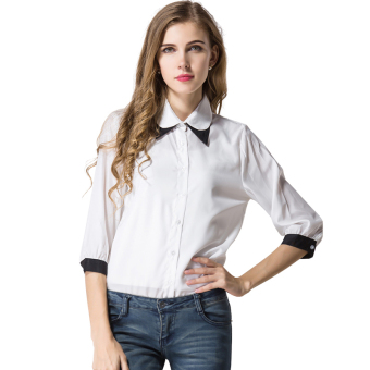ZUNCLE Double Collar Chiffon Shirt Sleeve(White)