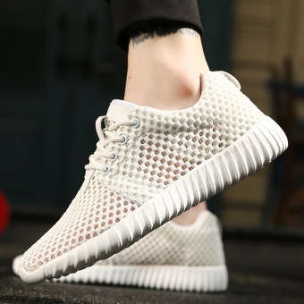 Summer Net Shoes Men's Breathable Mesh Shoes Student Sports Shoes Deodorant 2017 New Casual Cloth Running Shoes White Shoes White - intl