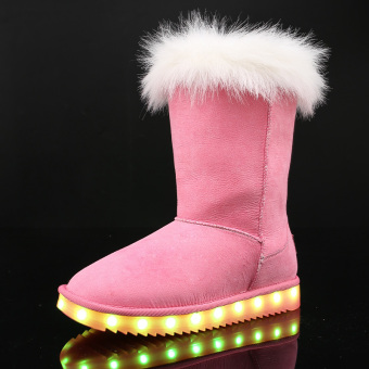 Cyou Women Fashion LED Snow Boots Winter Warm Anti-skip Boots (Pink) - intl