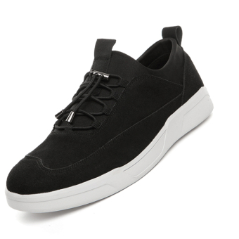 Seanut Men's Casual Skater Shoes Lace flat shoes (Black)